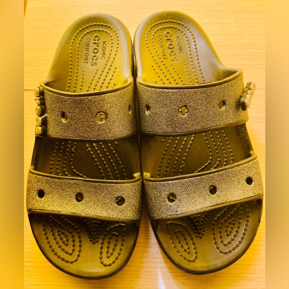 Crocs Glitter Slide Sandals 8 New